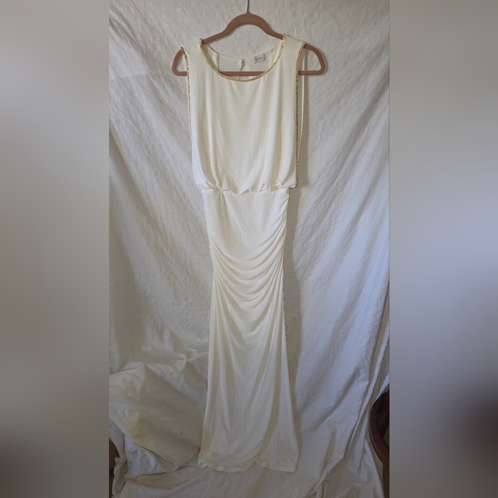 Egyptian Styled Off-White Cache Prom Dress